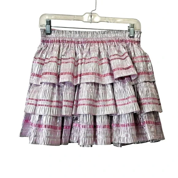 LoveShackFancy Silver and Pink Mini Skirt - Picture 3 of 5